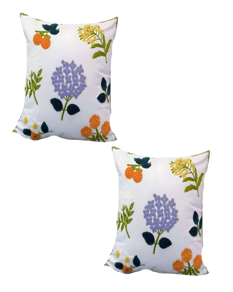 PACK DE 2 FUNDAS DE COJIN BORDADAS 45X45CM BLANCO 10 - 1