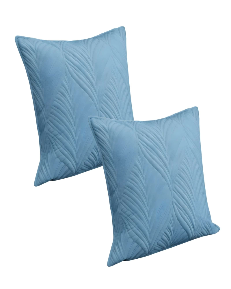 PACK DE 2 FUNDAS DE COJIN SERIE HOJAS 45X45 CM CELESTE - 1