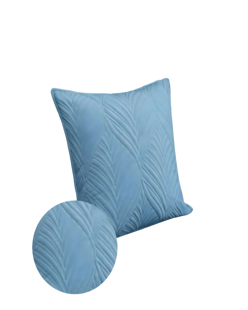 PACK DE 2 FUNDAS DE COJIN SERIE HOJAS 45X45 CM CELESTE - 2