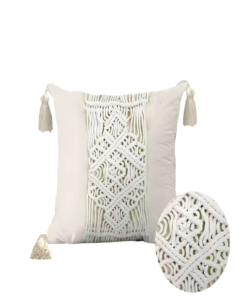 PACK DE 4 FUNDAS DE COJIN CON ESTILO BOHEMIO 45X45CM BEIGE 02 - 2