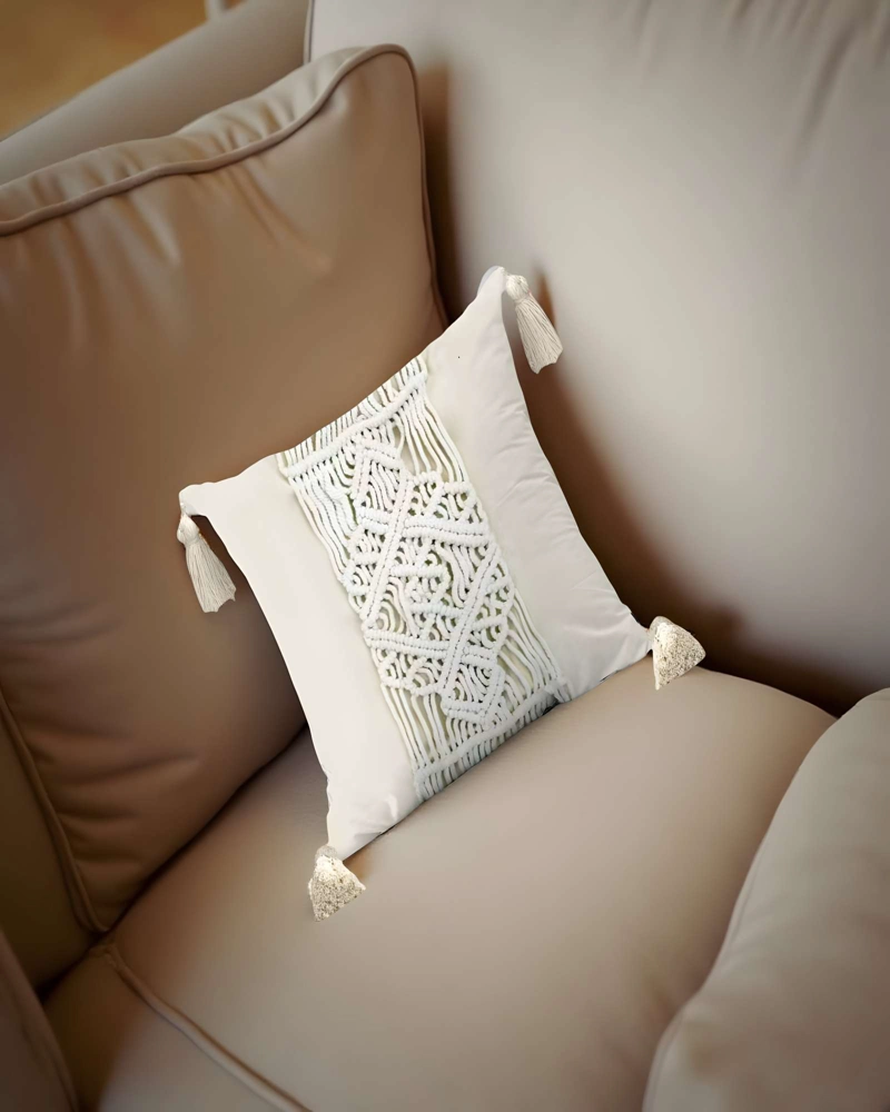 PACK DE 4 FUNDAS DE COJIN CON ESTILO BOHEMIO 45X45CM BEIGE 02 - 3