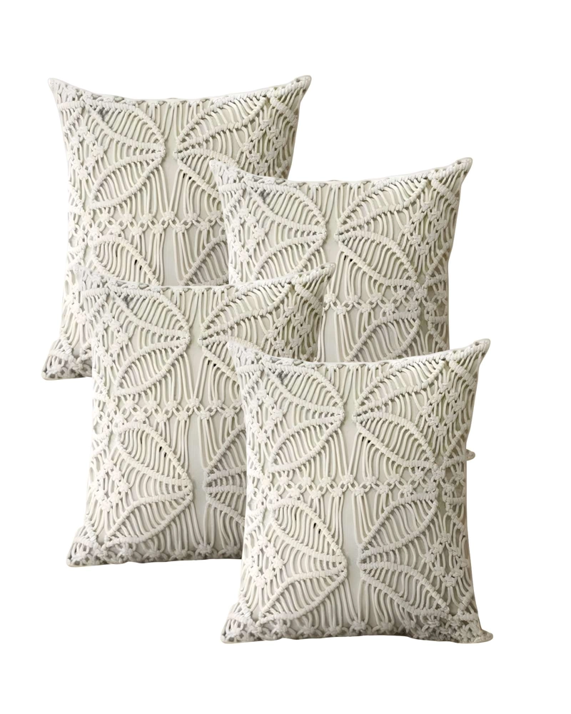 PACK DE 4 FUNDAS DE COJIN CON ESTILO BOHEMIO 45X45CM BEIGE 03 - 1