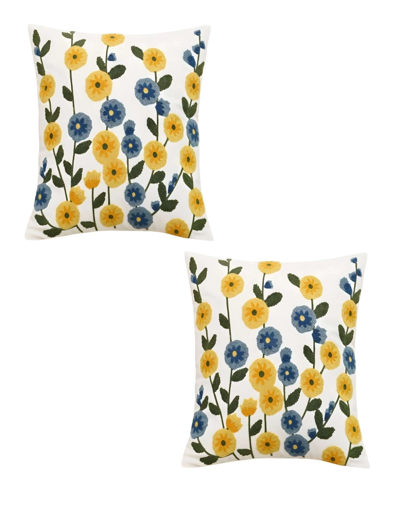 PACK DE 2 FUNDAS DE COJIN BORDADAS 45X45CM BLANCO 09 - 1