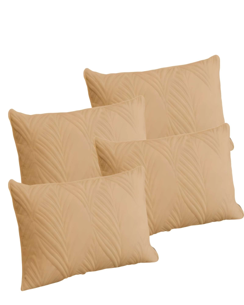 PACK DE 4 FUNDAS DE COJIN SERIE HOJAS 30X50 CM CAFE - 1