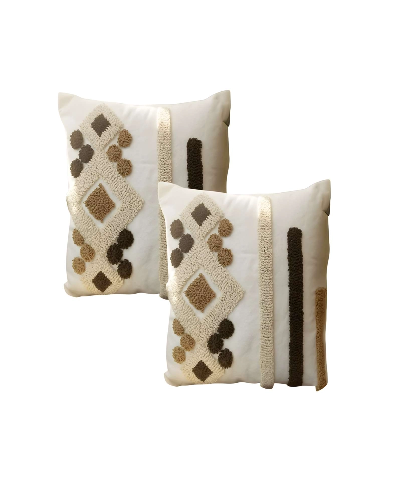PACK DE 2 FUNDAS DE COJIN TUFTING 45X45 CM BEIGE 01 - 1