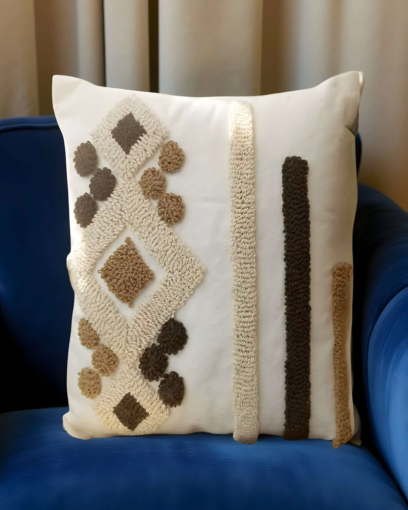 PACK DE 2 FUNDAS DE COJIN TUFTING 45X45 CM BEIGE 01 - 3
