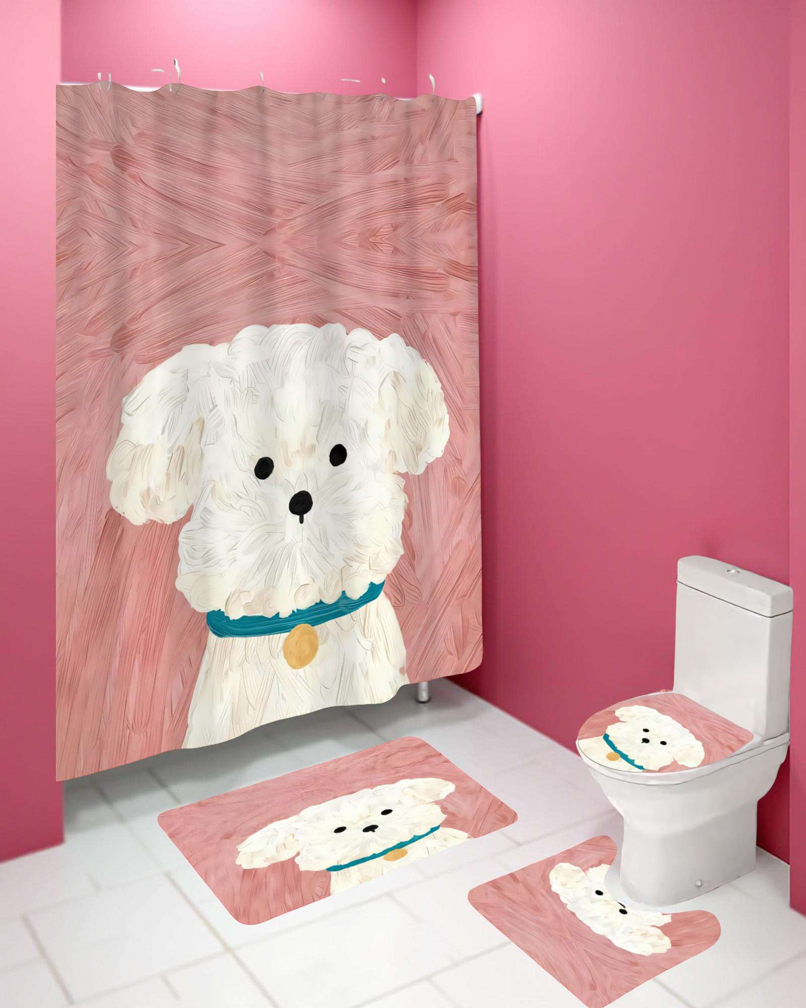 SET DE 4 PIEZAS PARA BAÑO CON ESTAMPADO 21 - 4