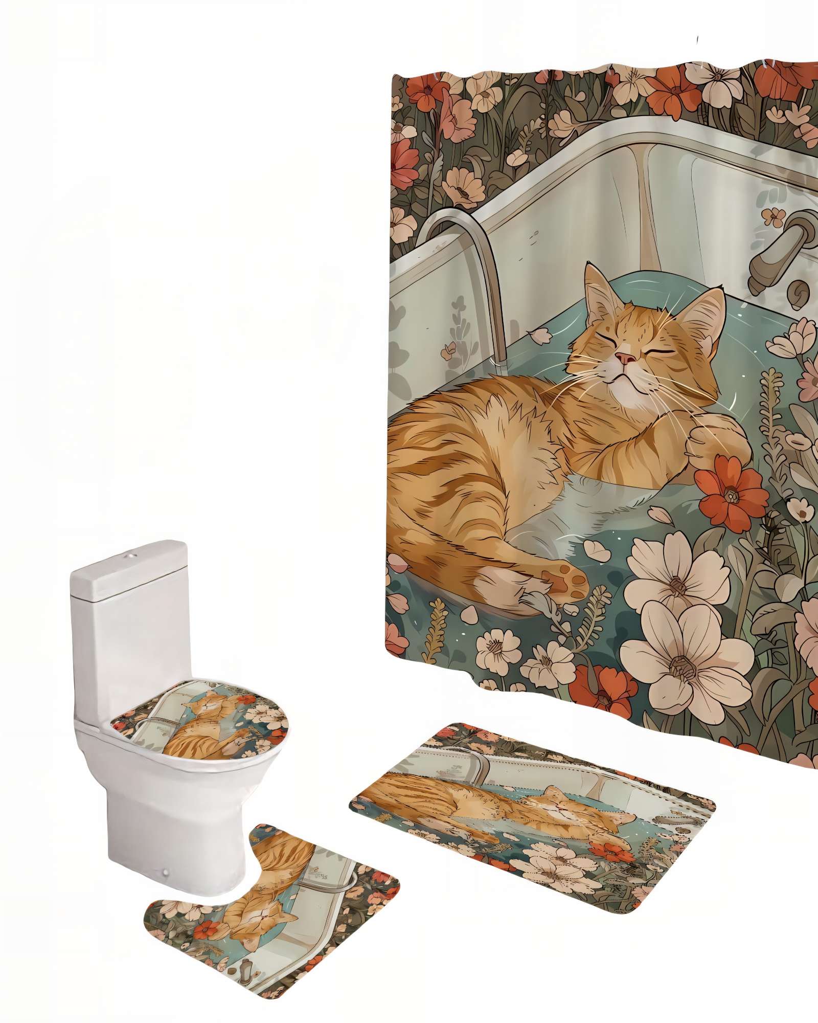 SET DE 4 PIEZAS PARA BAÑO CON ESTAMPADO 11 - 1
