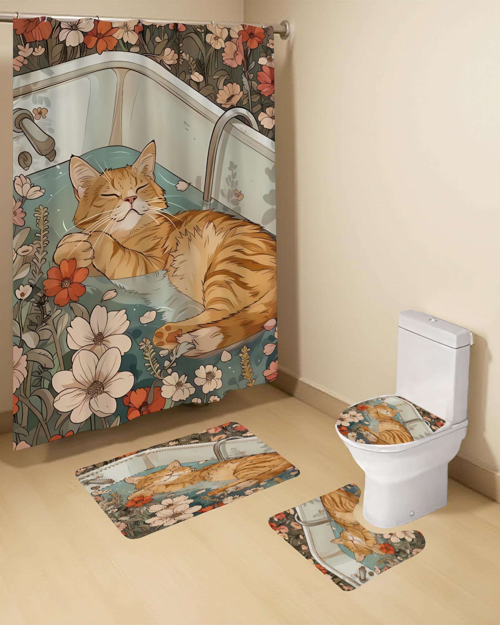 SET DE 4 PIEZAS PARA BAÑO CON ESTAMPADO 11 - 4