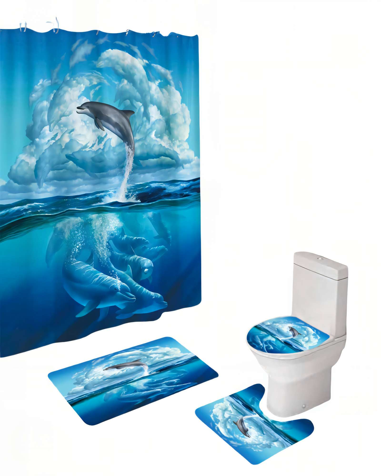 SET DE 4 PIEZAS PARA BAÑO CON ESTAMPADO 1 - 2