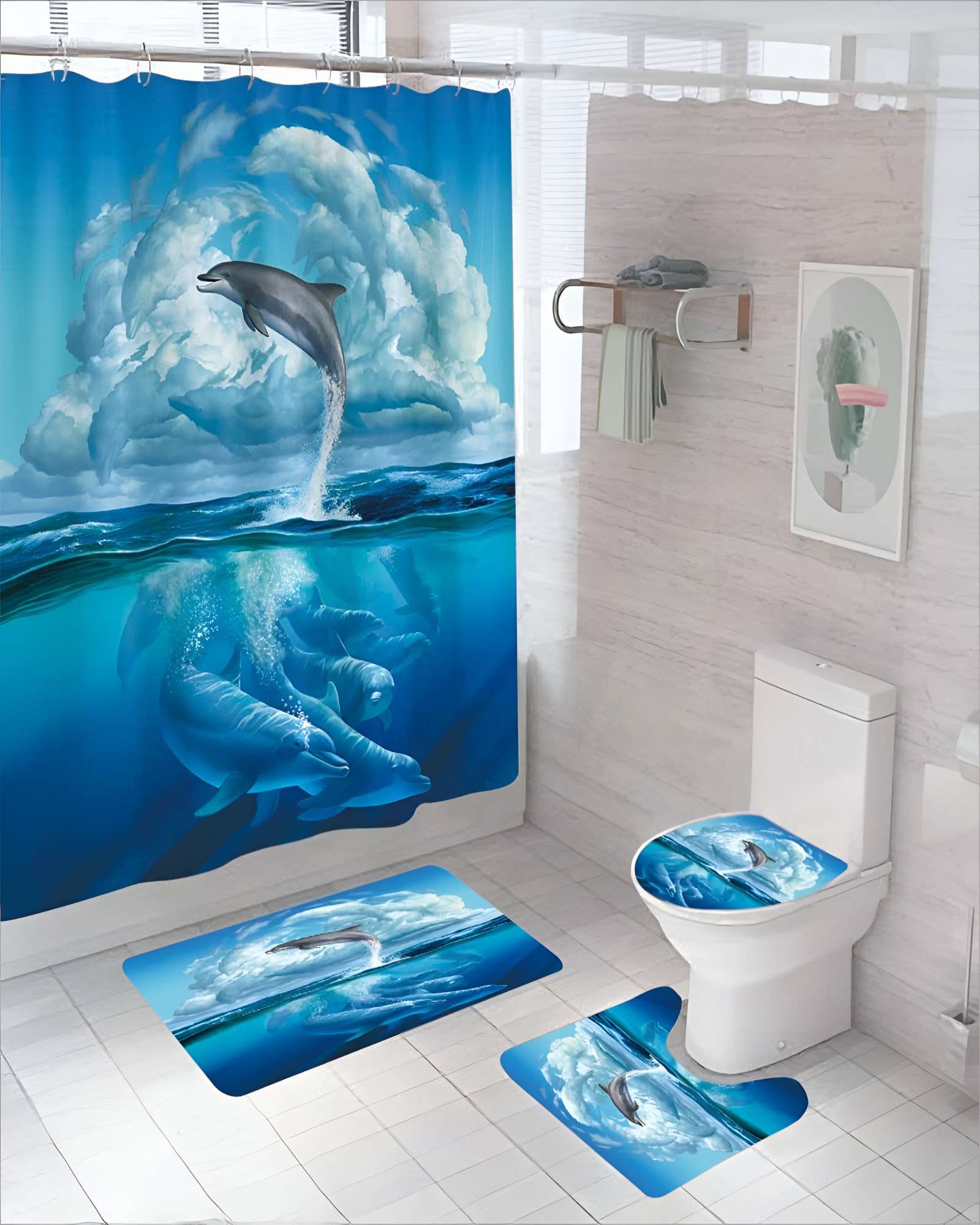SET DE 4 PIEZAS PARA BAÑO CON ESTAMPADO 1 - 3