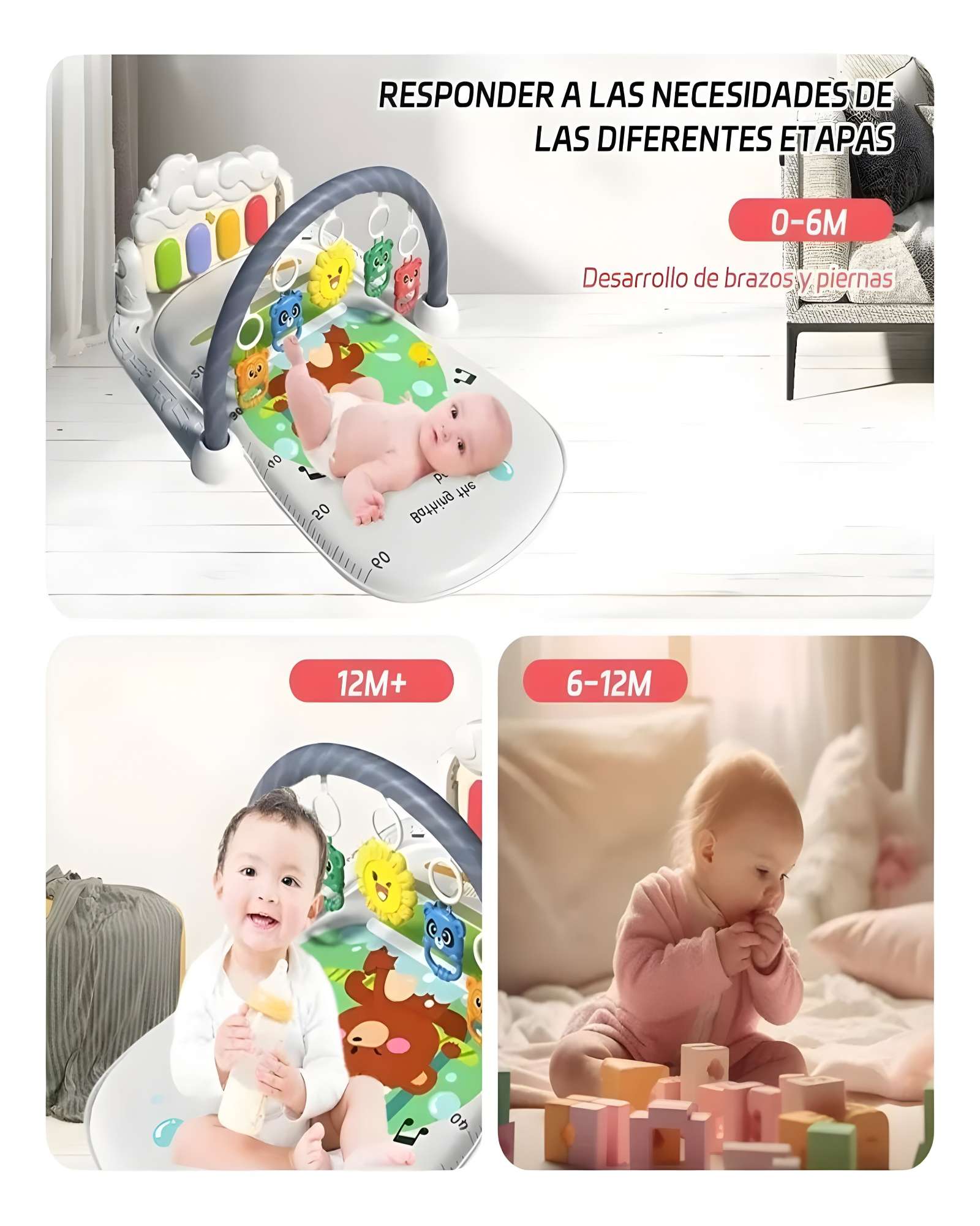 GIMNASIO MUSICAL PARA BEBE CON PIANO BLANCO - 3
