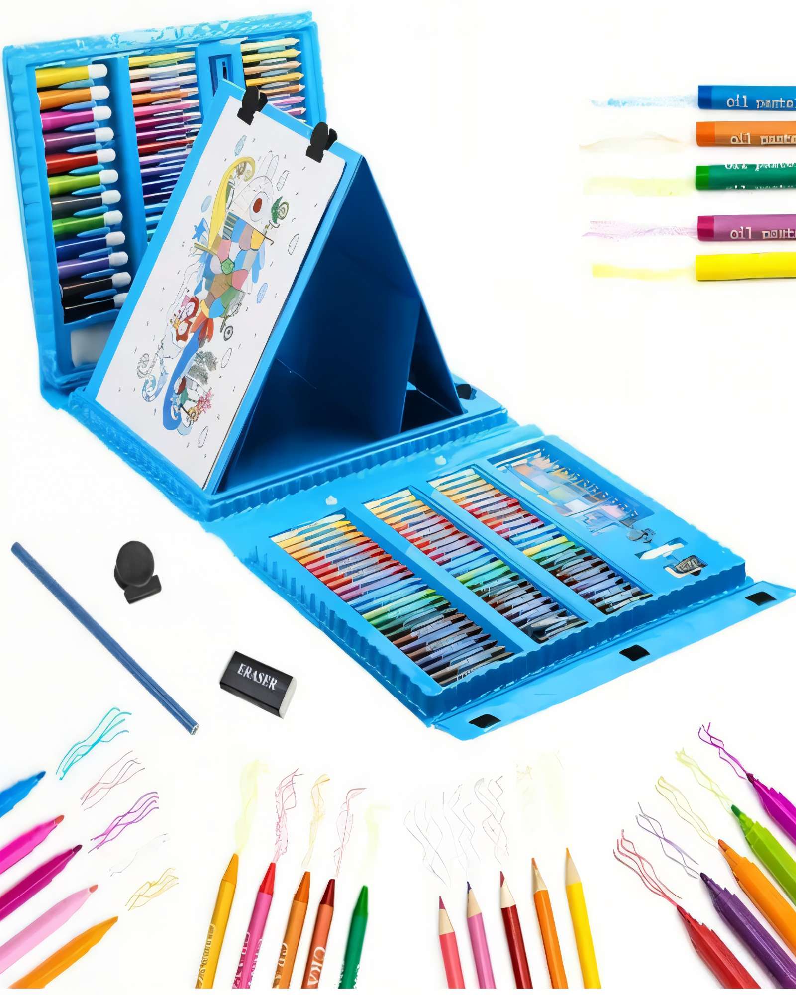 CAJA SET DE 208 LAPICES COLOR AZUL - 2