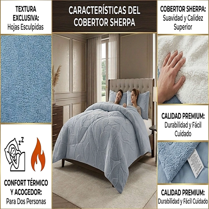 COBERTOR DE INVERNO TEXTURIZADO RY KING CELESTE - 2