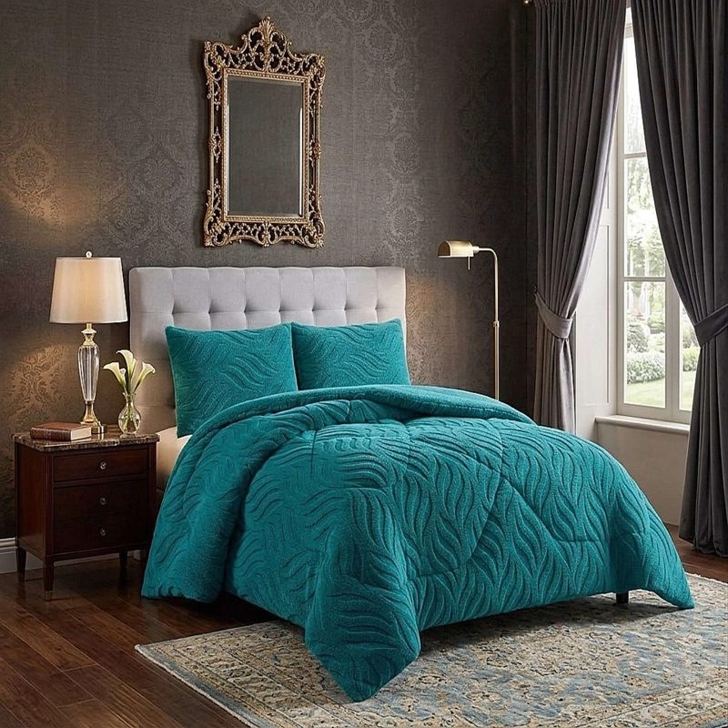 COBERTOR DE INVERNO TEXTURIZADO RB KING TURQUESA - 1