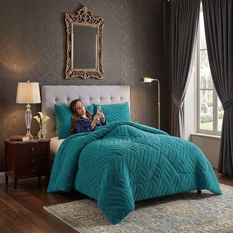 COBERTOR DE INVERNO TEXTURIZADO RB KING TURQUESA - 3