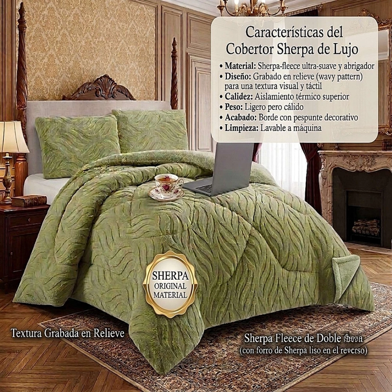 COBERTOR DE INVERNO TEXTURIZADO RB KING VERDE - 2