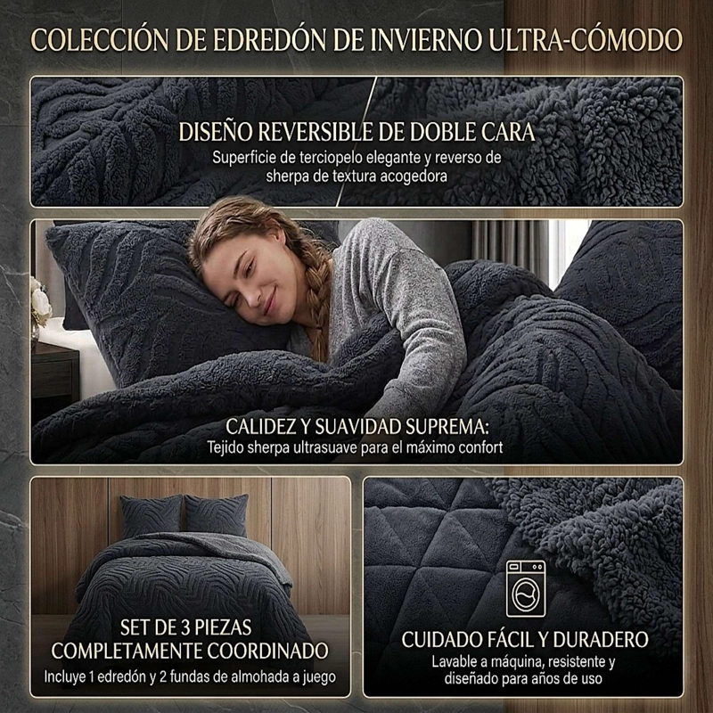 COBERTOR DE INVERNO TEXTURIZADO RB KING NEGRO - 2