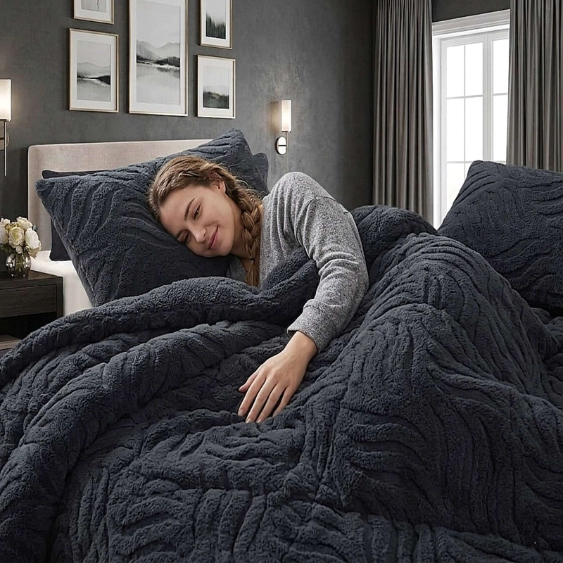 COBERTOR DE INVERNO TEXTURIZADO RB KING NEGRO - 3