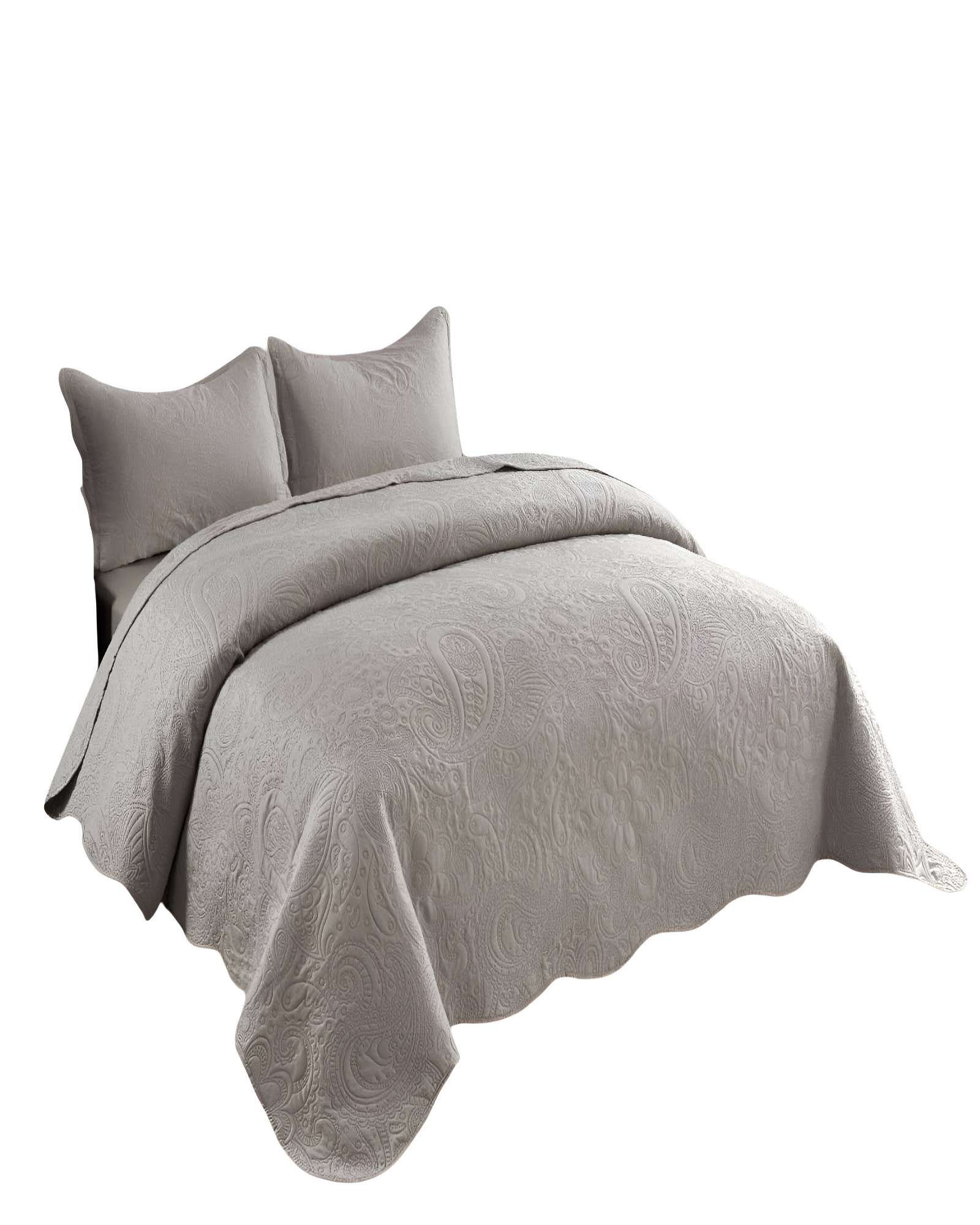 CUBRECAMA QUILT DE VERANO KING CON RELIEVE COLOR GRIS - 1