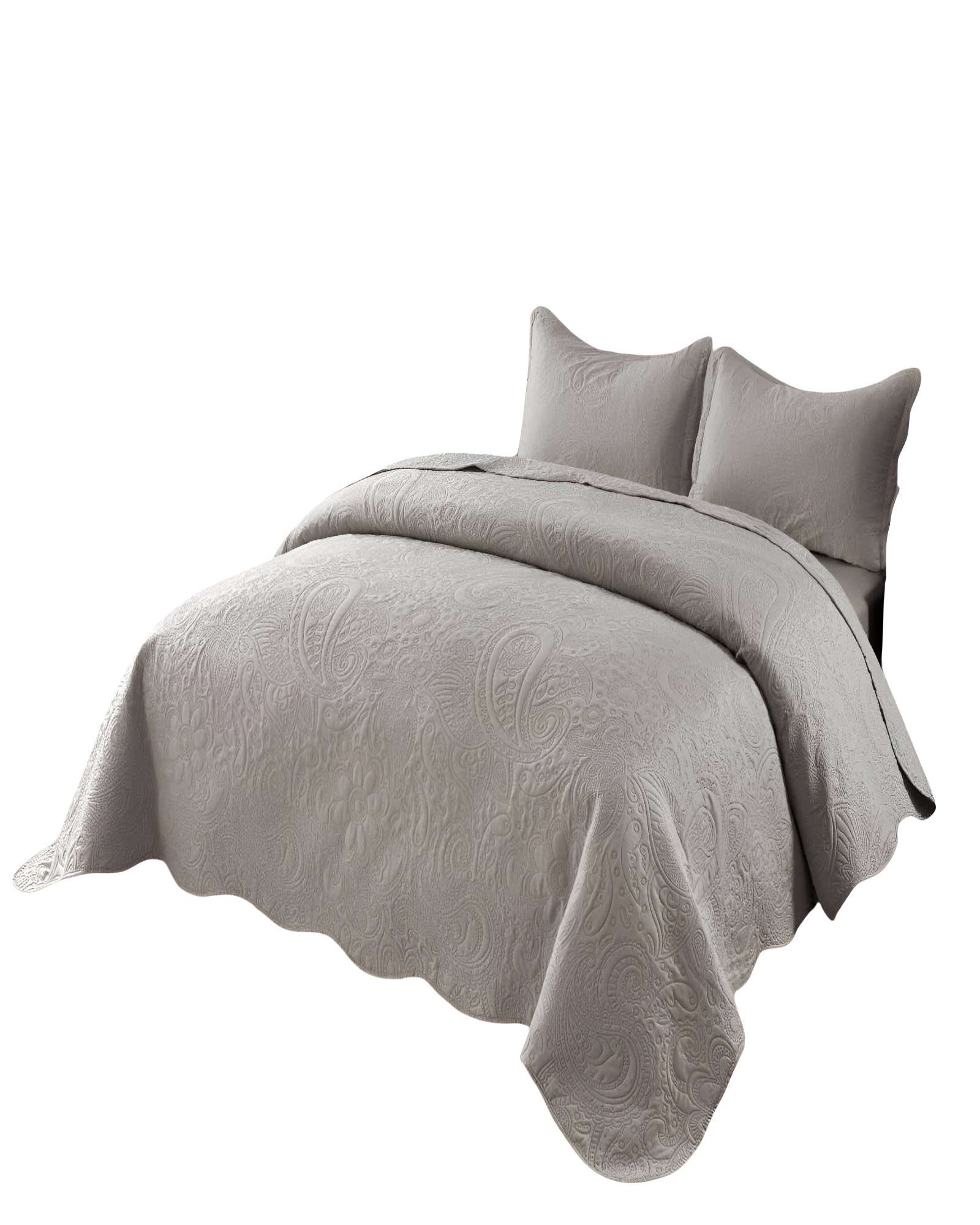 CUBRECAMA QUILT DE VERANO KING CON RELIEVE COLOR GRIS - 2