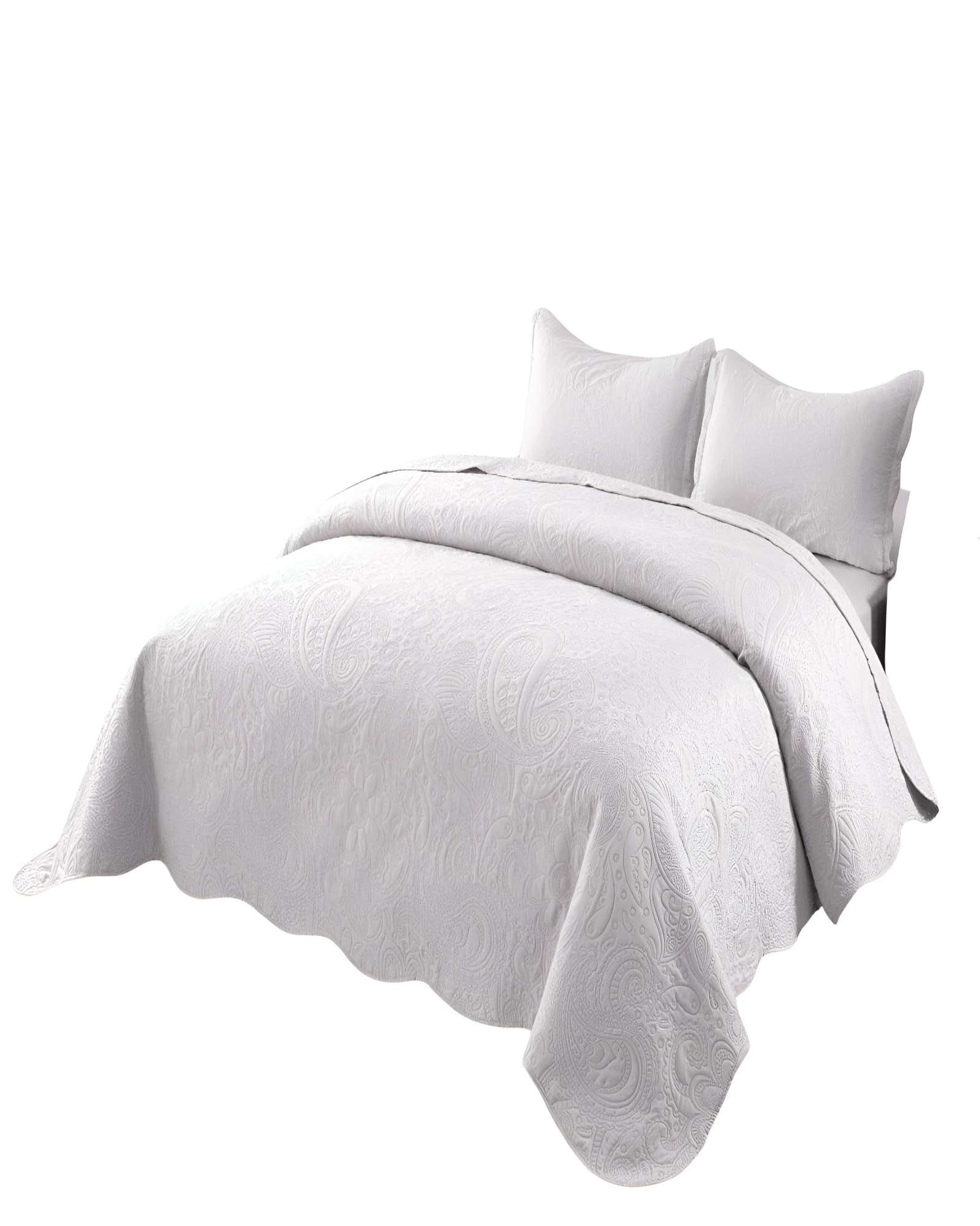 CUBRECAMA QUILT DE VERANO KING CON RELIEVE COLOR BLANCO - 1