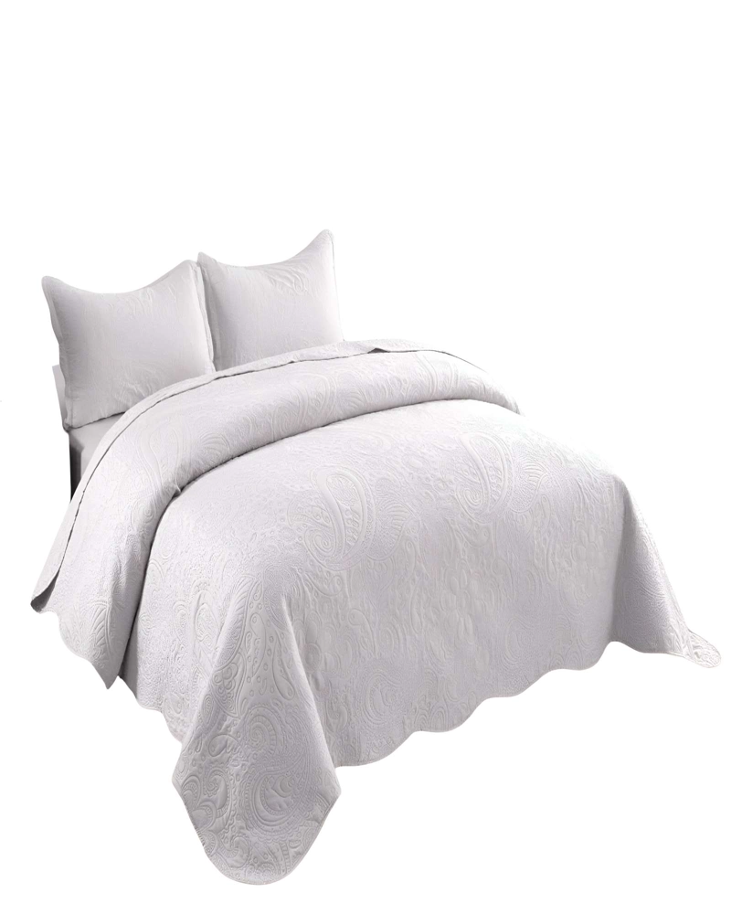 CUBRECAMA QUILT DE VERANO KING CON RELIEVE COLOR BLANCO - 2