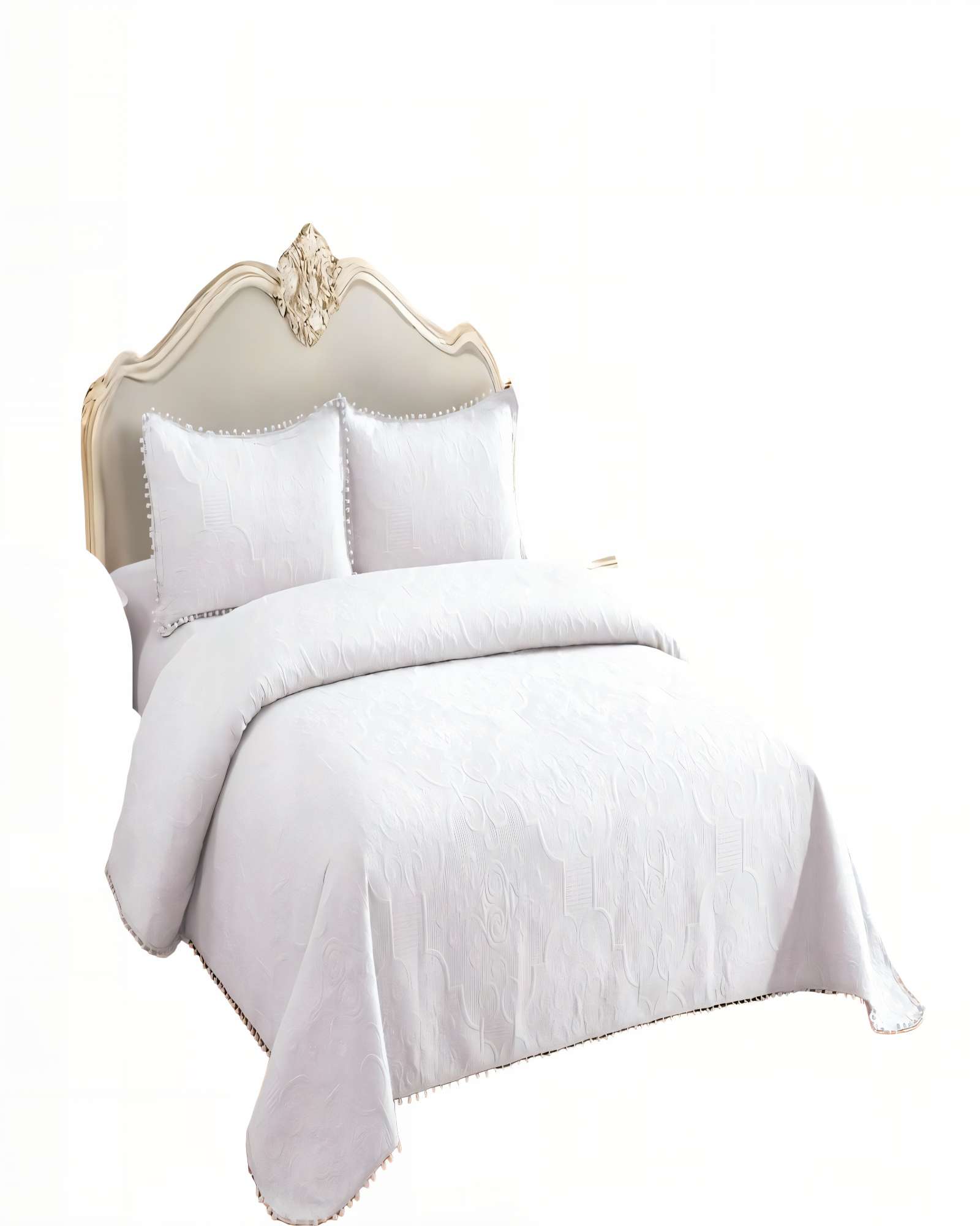 CUBRECAMA QUILT DE VERANO 2 PLAZAS CON POMPON COLOR BLANCO - 2