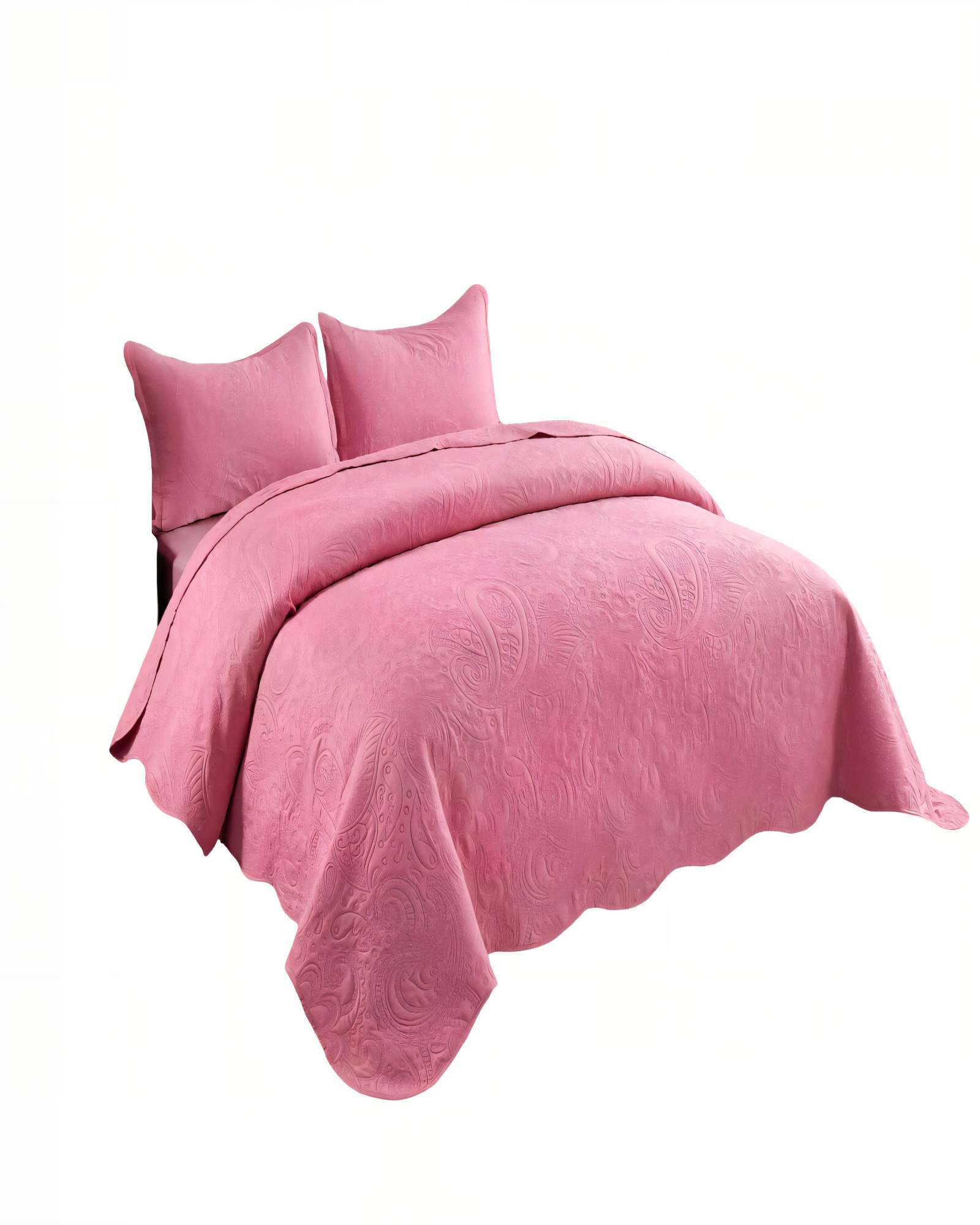 CUBRECAMA QUILT DE VERANO 1,5 PLAZAS CON RELIEVE COLOR ROSADO - 2