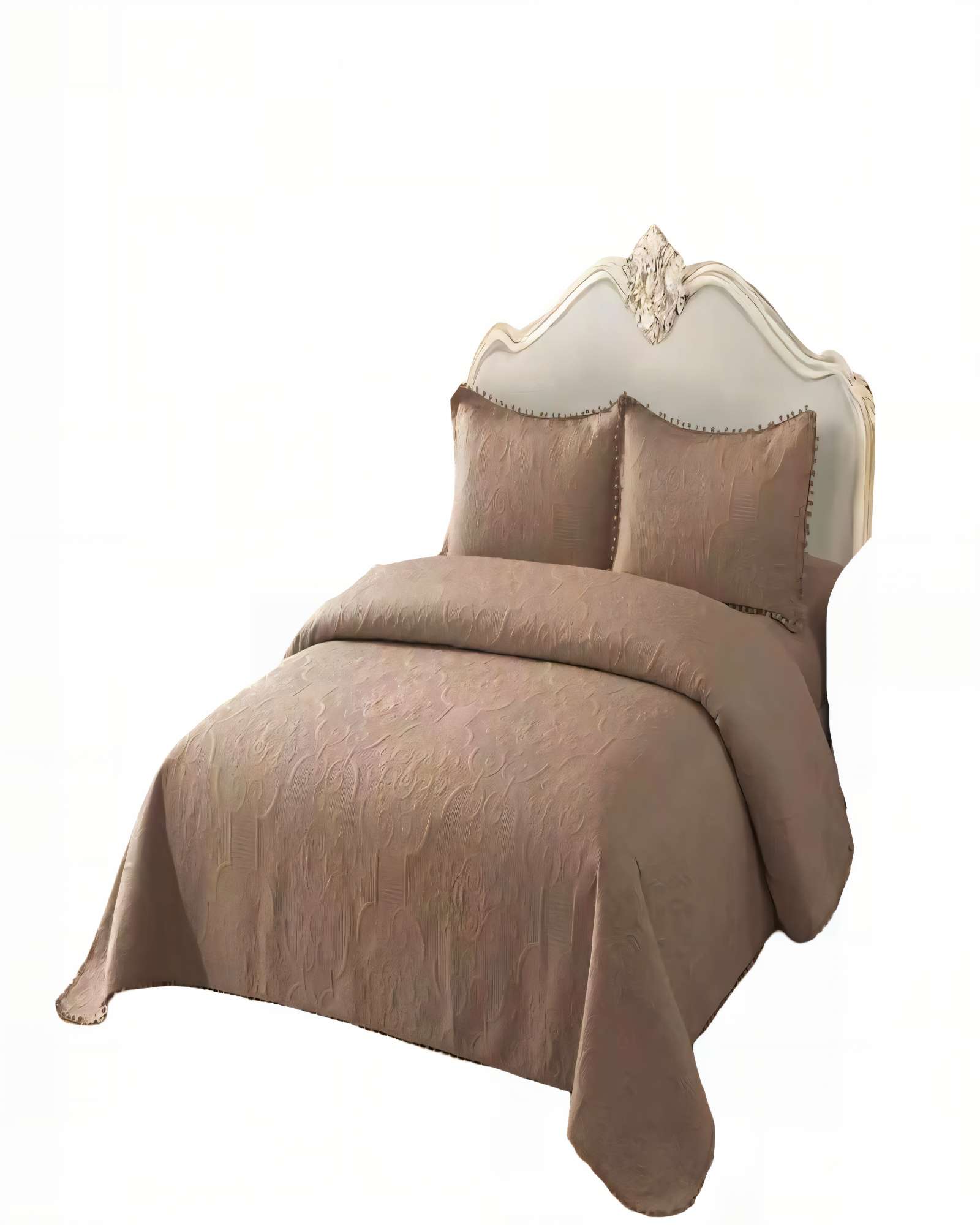 CUBRECAMA QUILT DE VERANO 1,5 PLAZAS CON POMPON COLOR MARRON - 1