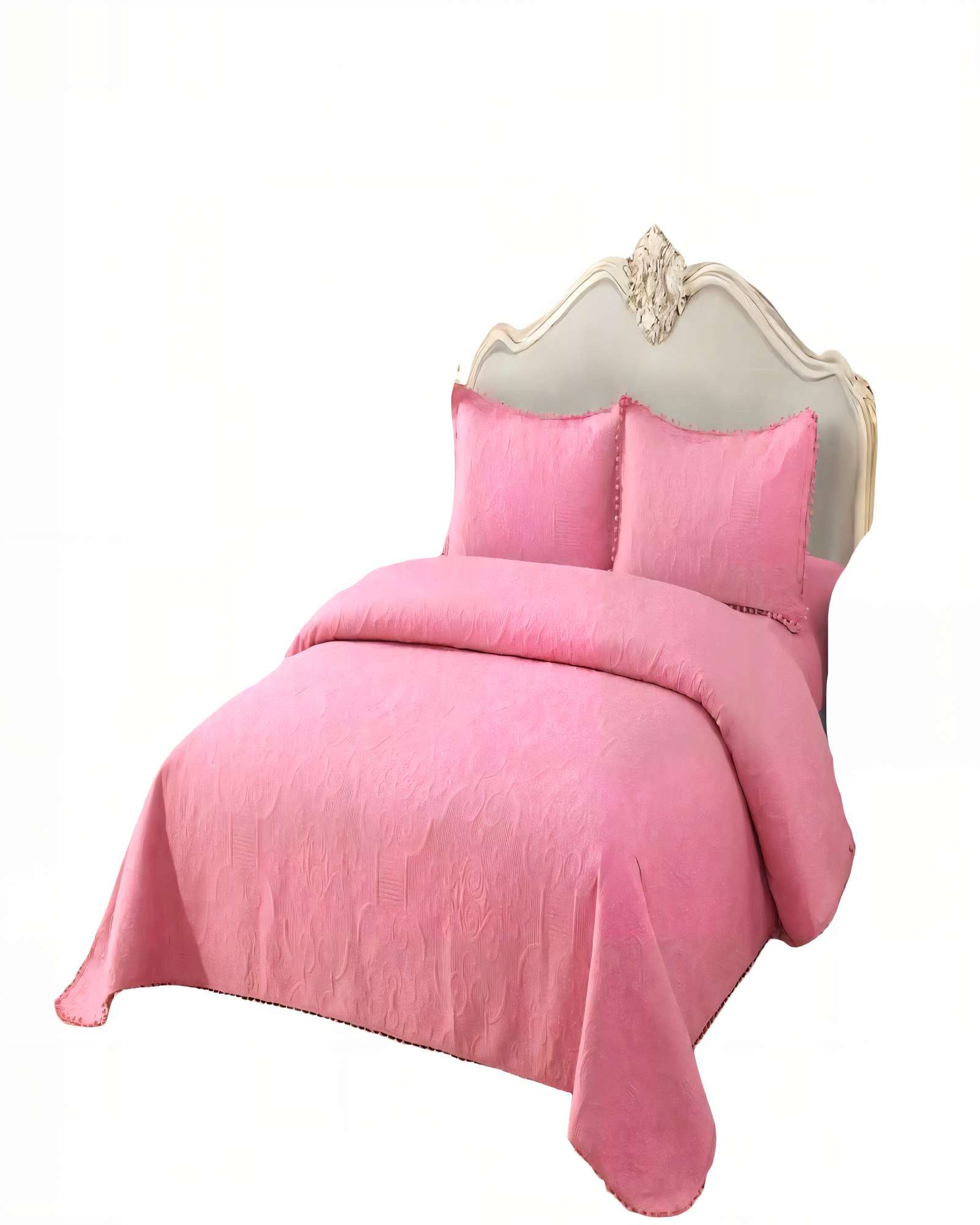 CUBRECAMA QUILT DE VERANO 2 PLAZAS CON POMPON COLOR ROSADO - 1