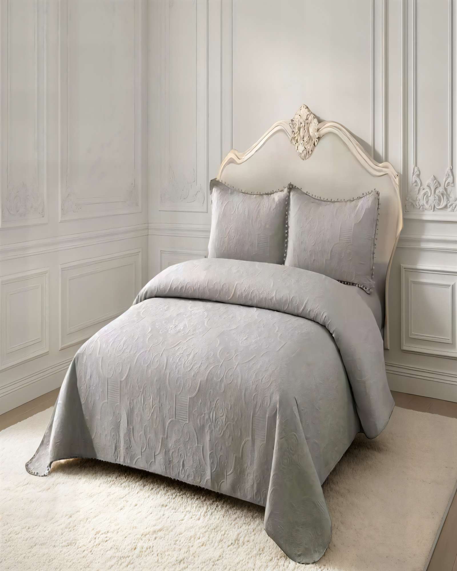 CUBRECAMA QUILT DE VERANO 2 PLAZAS CON POMPON COLOR GRIS - 3