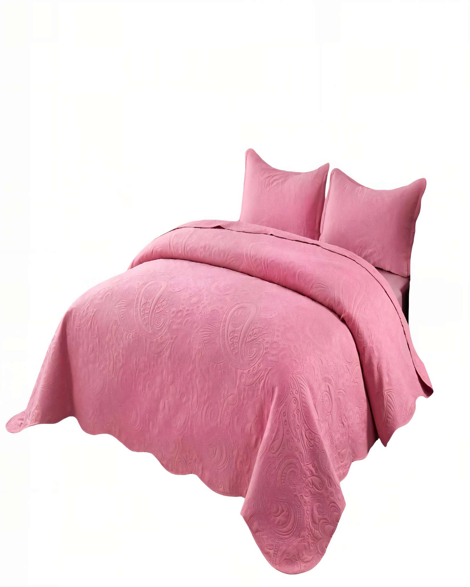 CUBRECAMA QUILT DE VERANO 2 PLAZAS CON RELIEVE COLOR ROSADO - 1
