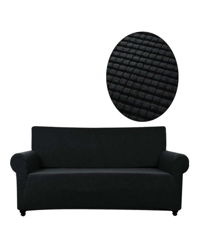 FUNDA DE SILLON 3 CUERPOS CUADRILLE NEGRO - 2