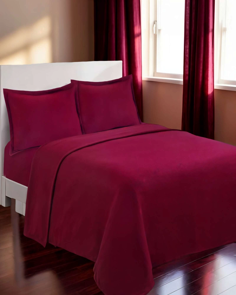 SABANA POLAR PREMIUM 2 PLAZAS  COLOR BURDEO - 3