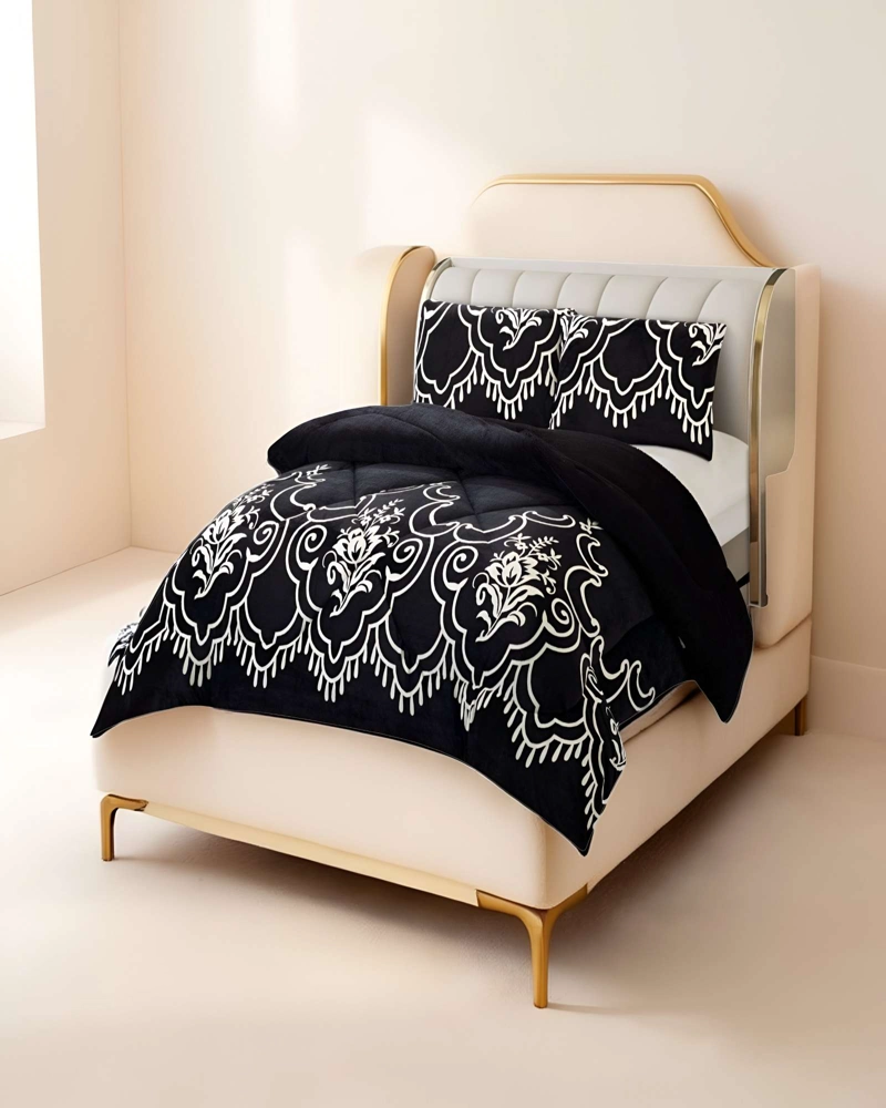 COBERTOR PLUSH CON CHIPORRO 2 PLAZAS 230X250CM NEGRO C4 - 3