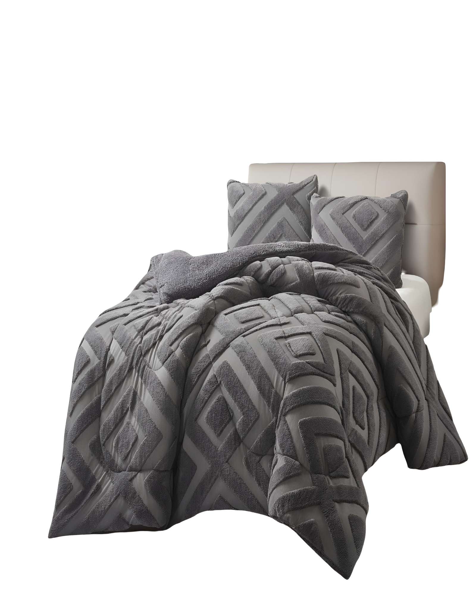 COBERTOR DE JACQUERD CUTTING CON CHIPORRO 2 PLAZAS 230X250CM GRIS B5 - 1