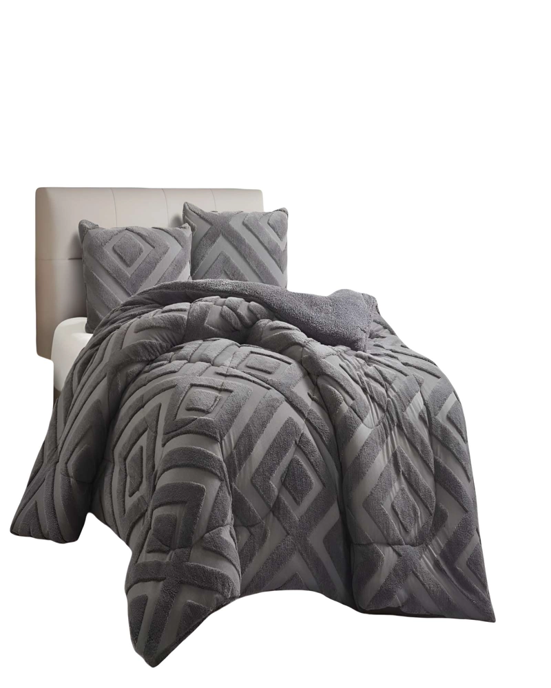 COBERTOR DE JACQUERD CUTTING CON CHIPORRO 2 PLAZAS 230X250CM GRIS B5 - 2