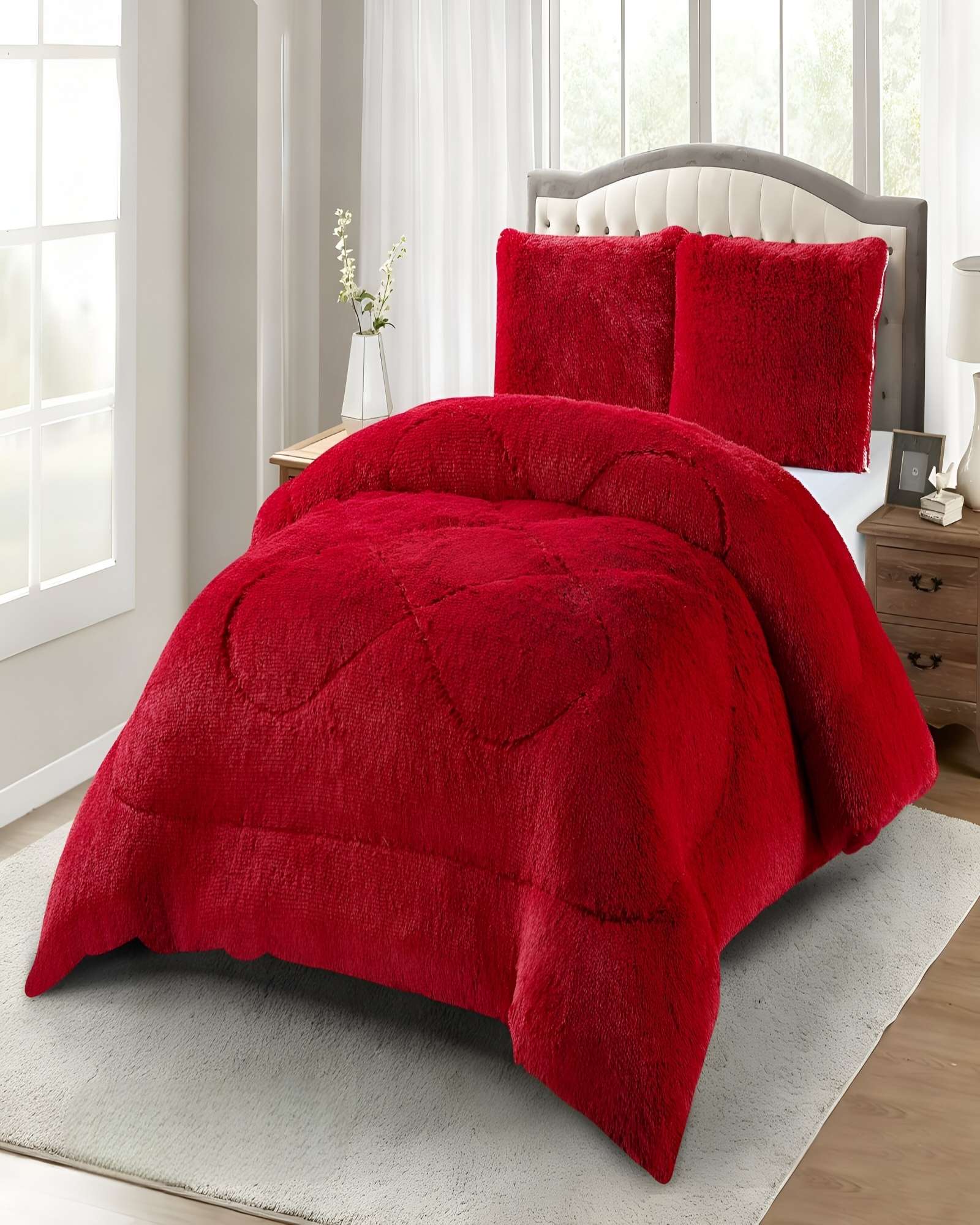 COBERTORES DE PELUDOS CON CHIPORRO KING 250X270CM ROJO - 3