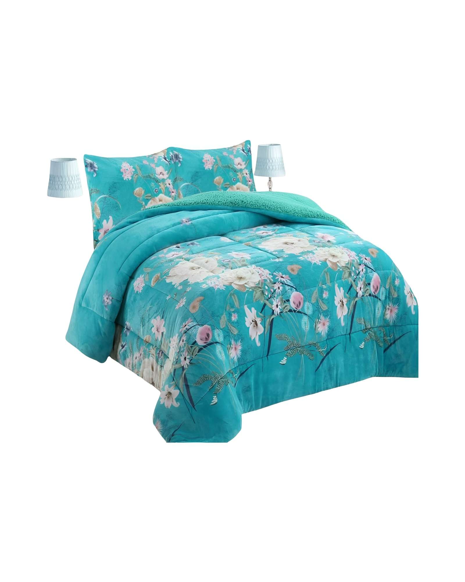 COBERTOR CON CHIPORRO 2 PLAZAS 230X250CM CELESTE B32 - 1