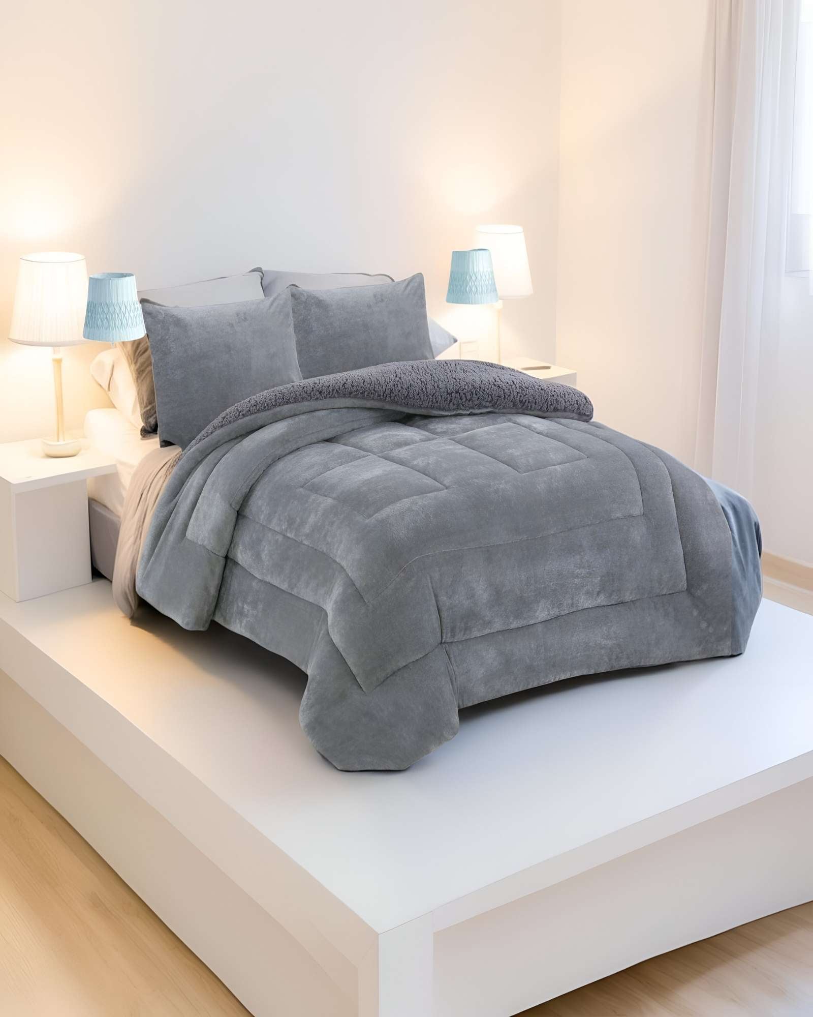 COBERTOR CON CHIPORRO 2 PLAZAS 230X250CM GRIS B5 - 3