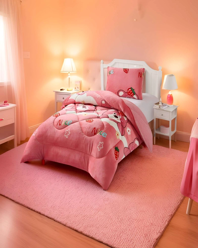 COBERTOR PLUSH CON CHIPORRO PLAZA Y MEDIA 180X200CM ROSA C5 - 3