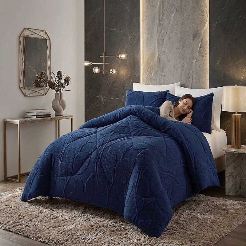 COBERTOR DE INVERNO TEXTURIZADO RY KING AZUL OSCURO - 3