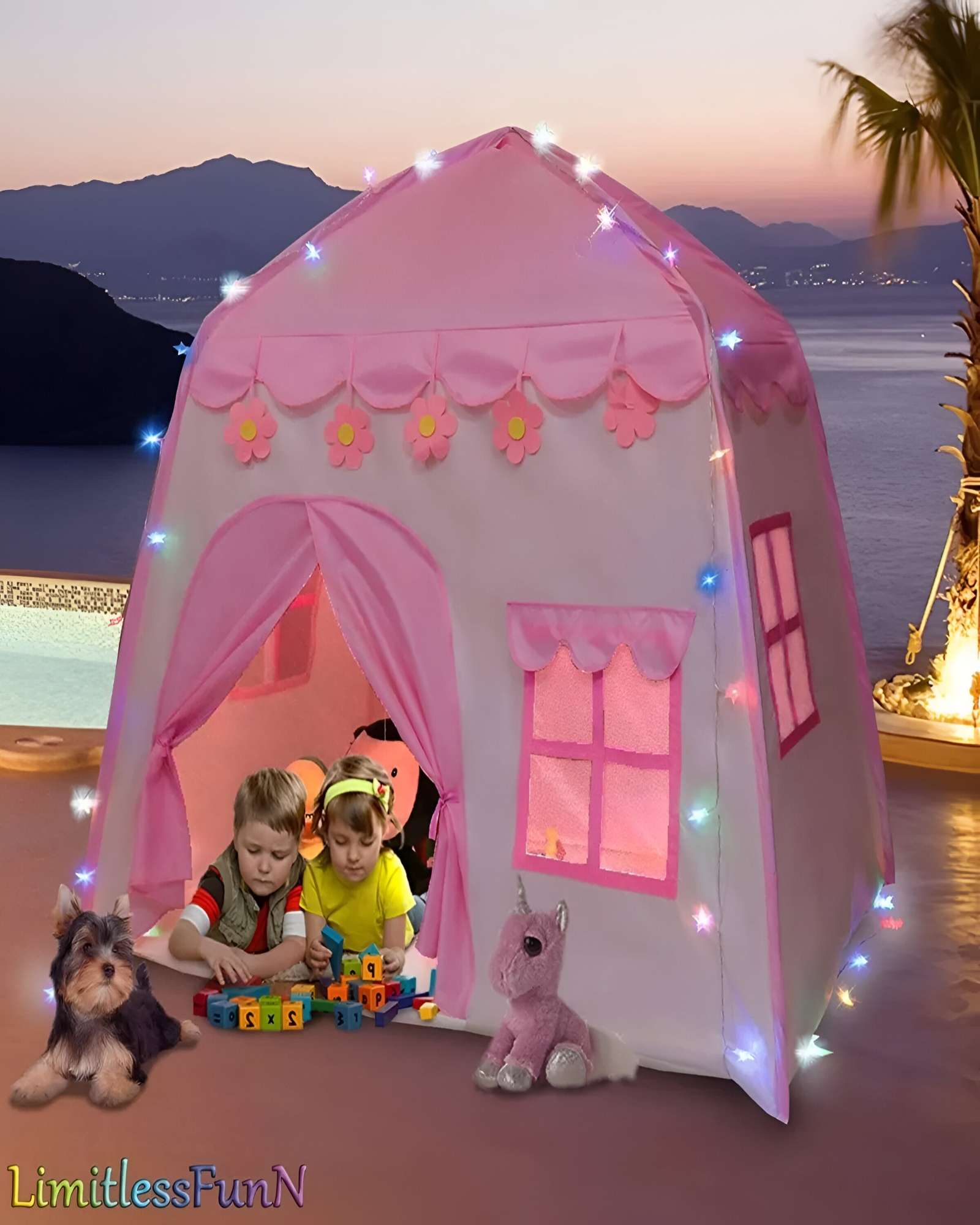 CARPA DE NIÑA CON FORMA DE CASA ROSADA - 5