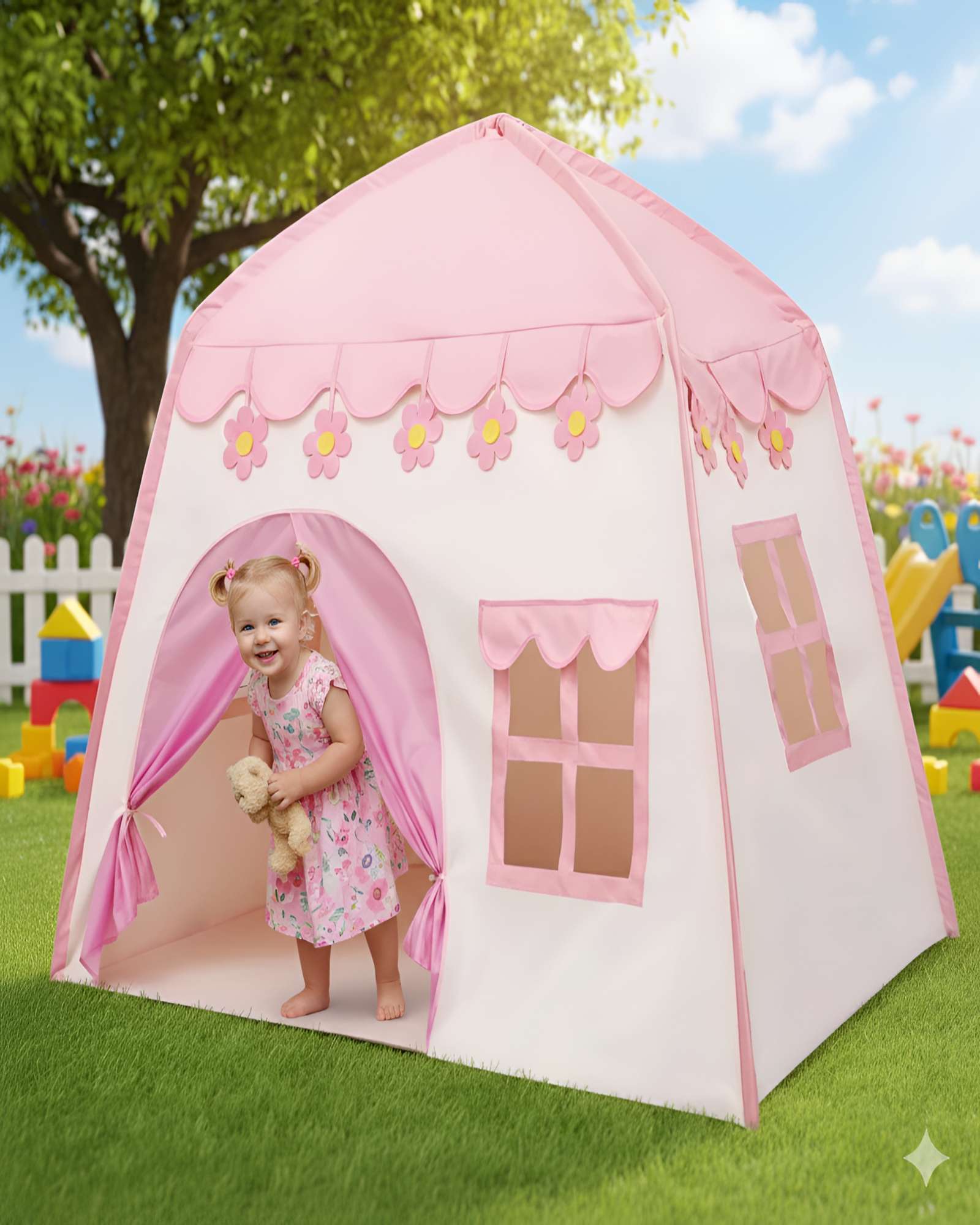 CARPA DE NIÑA CON FORMA DE CASA ROSADA - 6