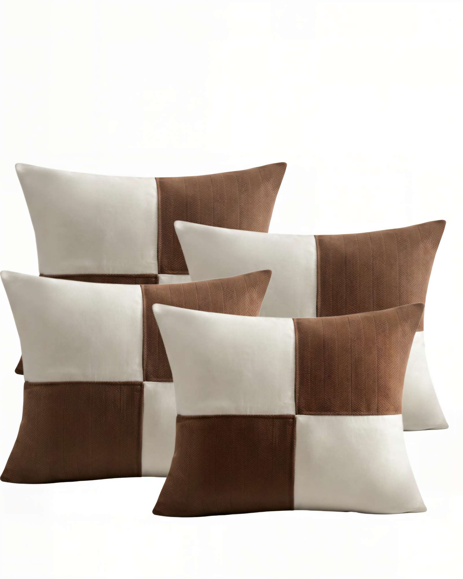 PACK DE 4 FUNDAS DE COJIN 45CMX45CM CHENILLE ROMBO COLOR CAFE - 1