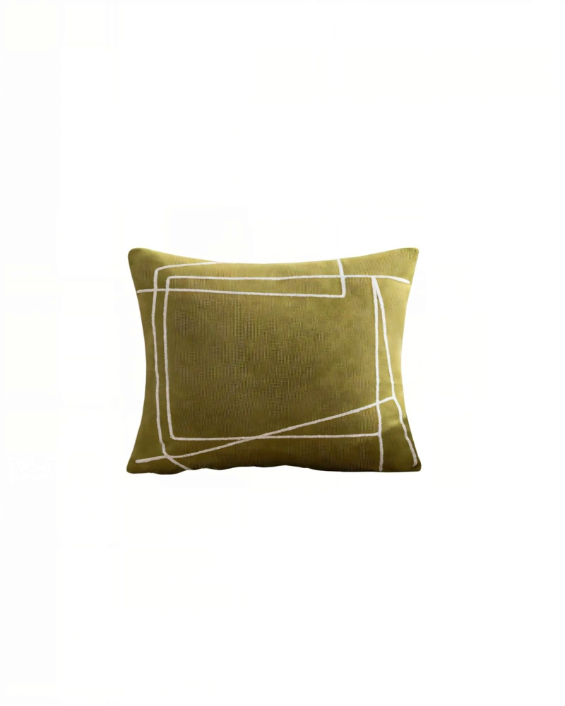 PACK DE 2 FUNDAS DE COJIN 45CMX45CM BORDADO DE LINEA COLOR VERDE - 2