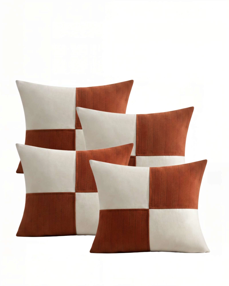 PACK DE 4 FUNDAS DE COJIN 45CMX45CM CHENILLE ROMBO COLOR BURDEO - 1