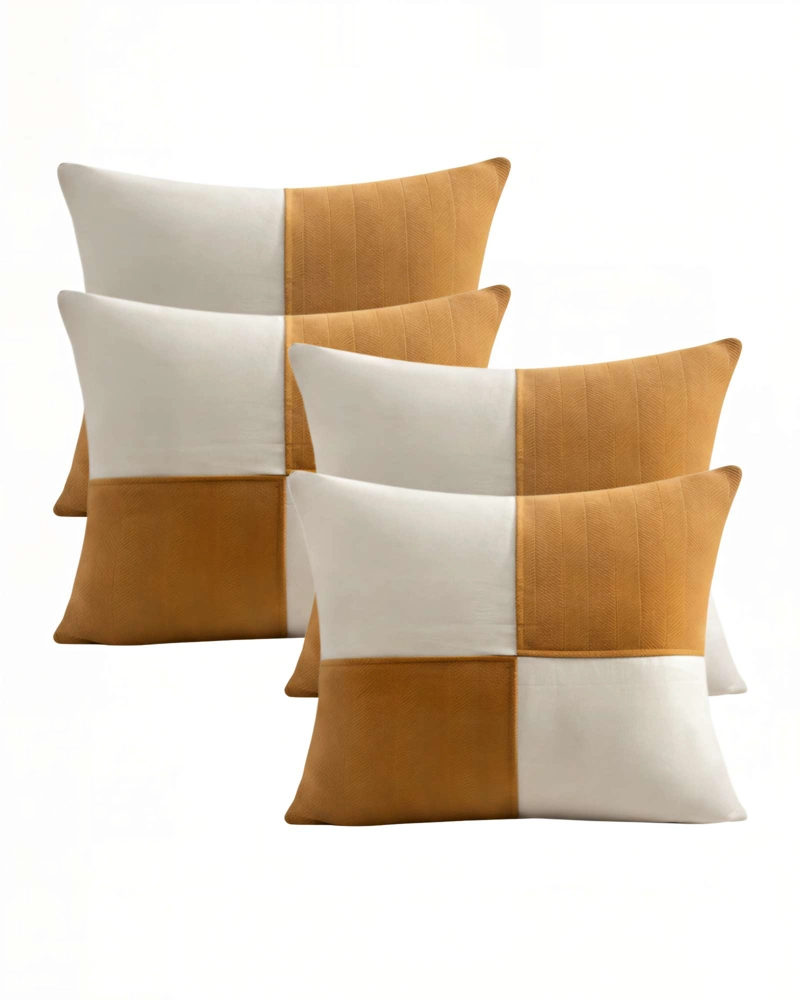PACK DE 4 FUNDAS DE COJIN 45CMX45CM CHENILLE ROMBO COLOR MOSTAZA - 1