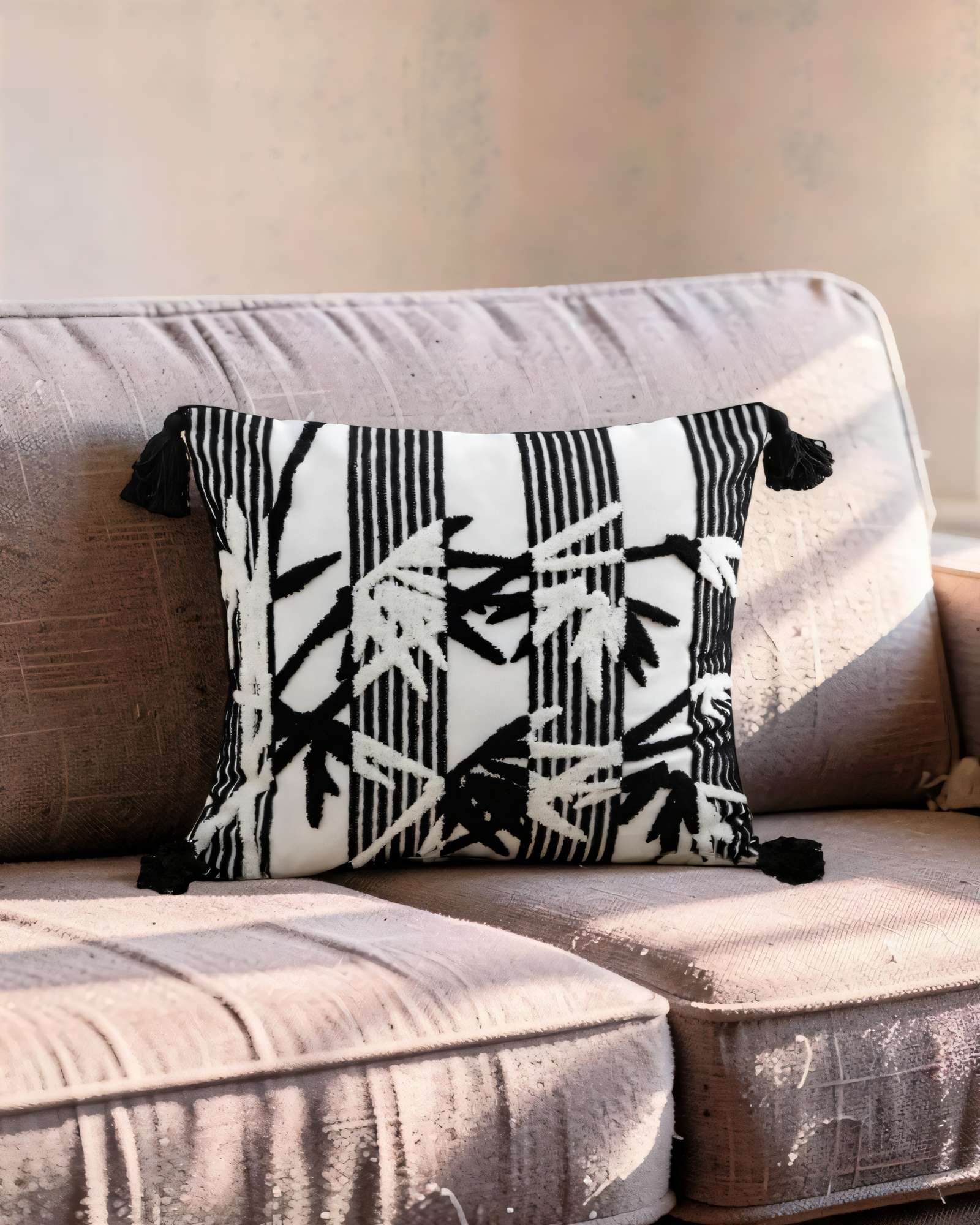 PACK DE 2 FUNDAS DE COJIN 45CMX45CM BLANCO CON NEGRO - 4